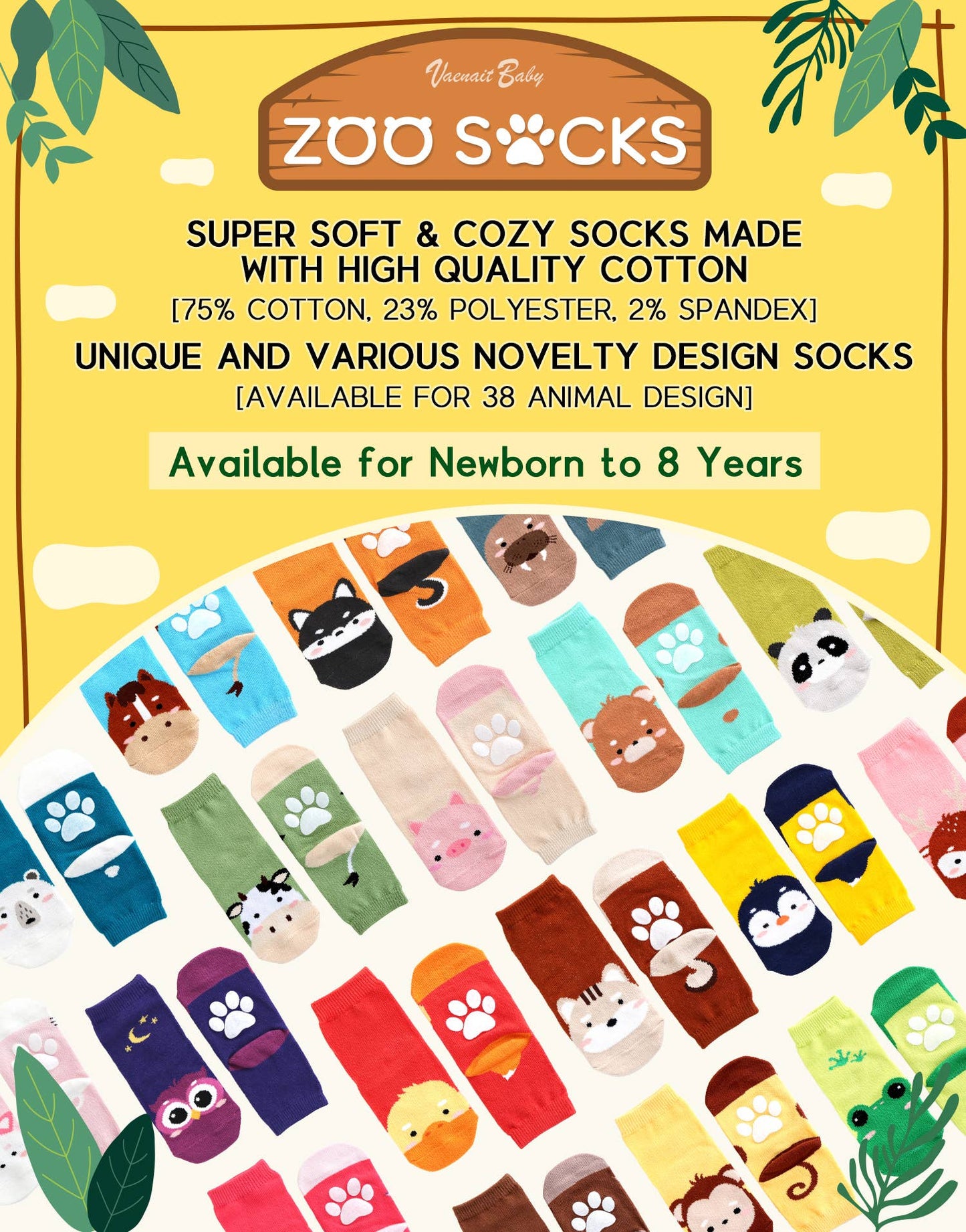 Raccoon Zoo Baby Animal Socks