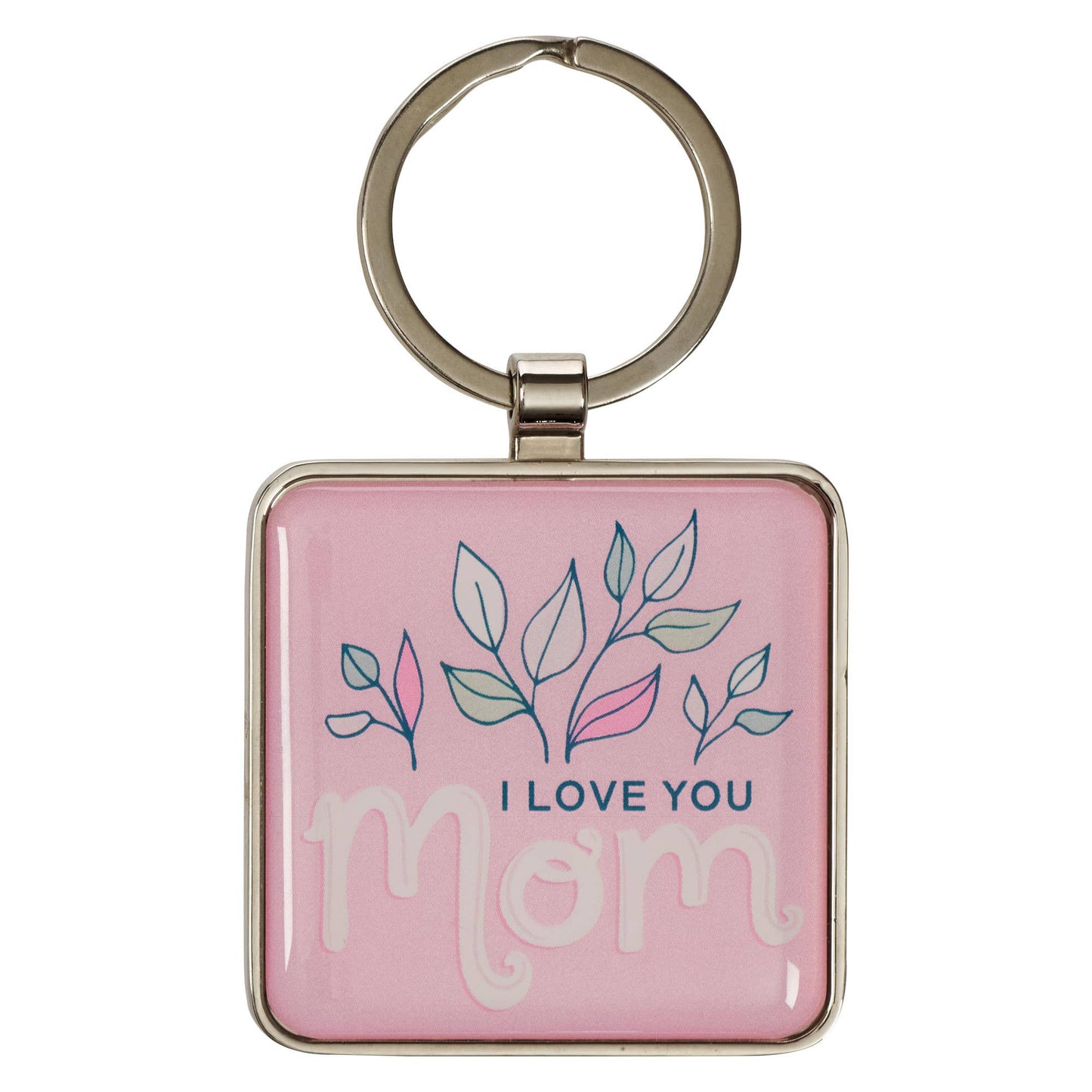I Love You Mom Pink Metal Keychain - 1 Cor. 13:4