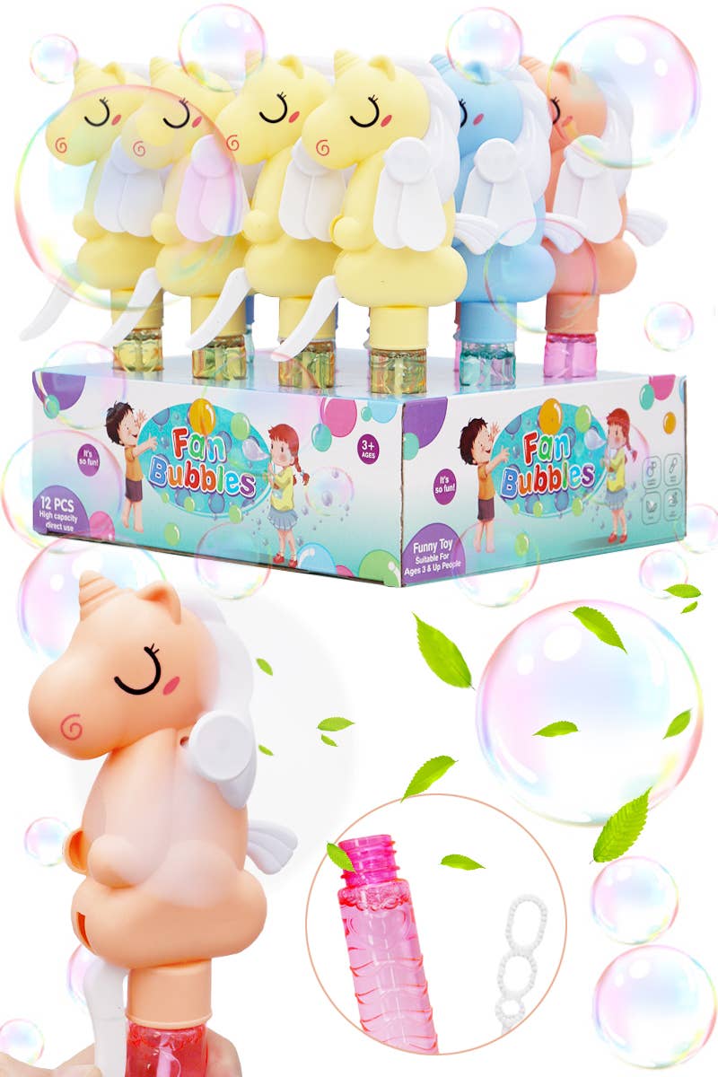 Unicorn Pony Manual Handheld Bubble Wand Fan