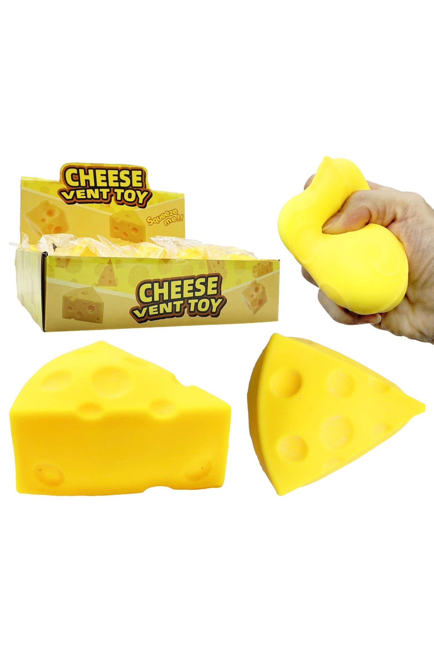 Yellow Cheese Fluffy Slime Filled Squishy Toy - 3 Inch