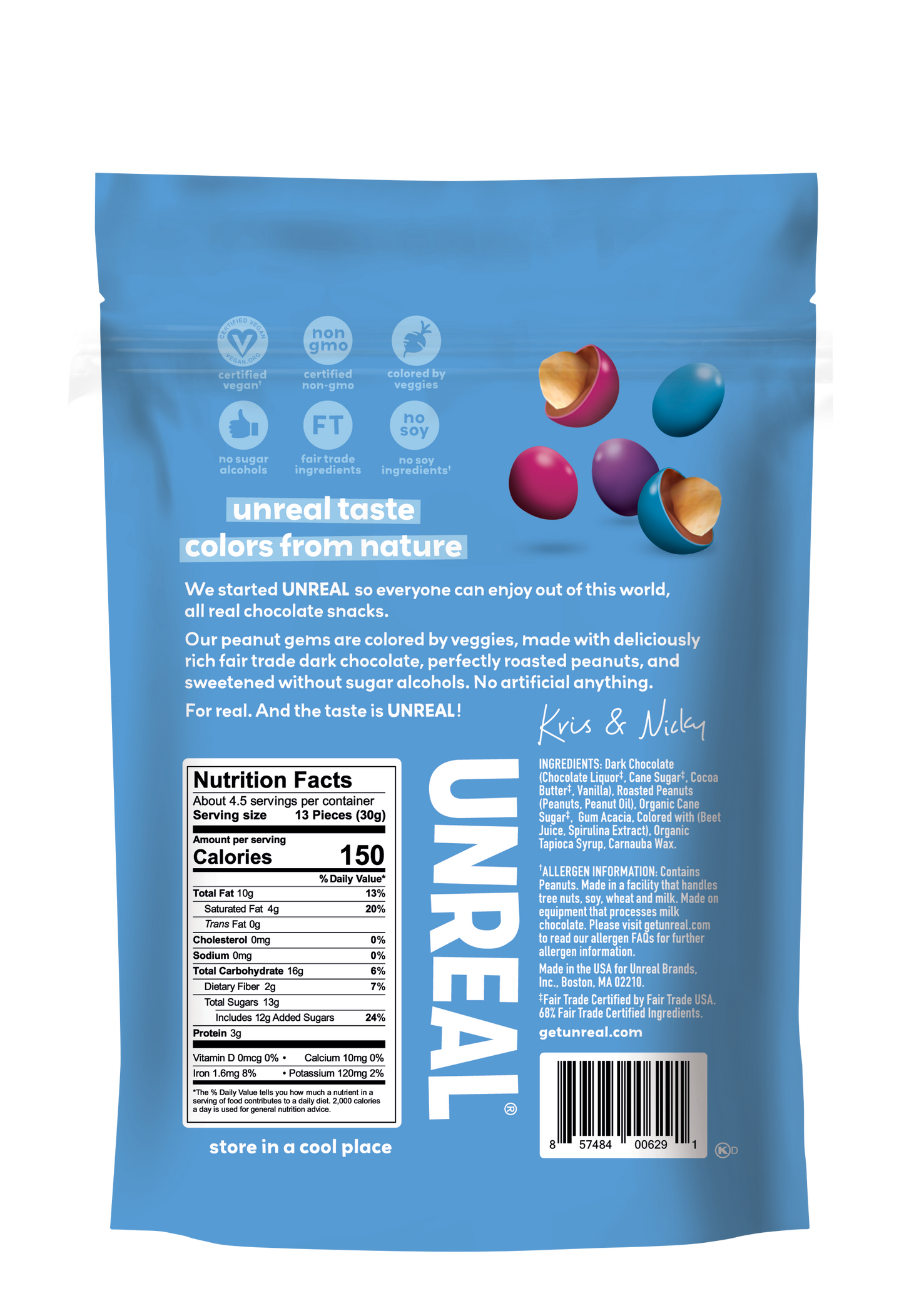 Dark Chocolate Peanut Gems - 6 Bag Case