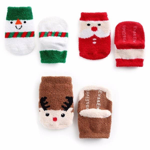 Vaenait Fuzzy Fur Anti Skid Socks Santa
