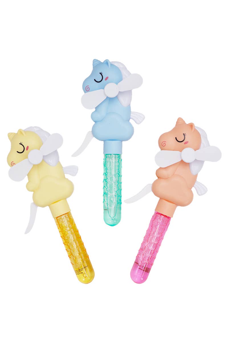 Unicorn Pony Manual Handheld Bubble Wand Fan