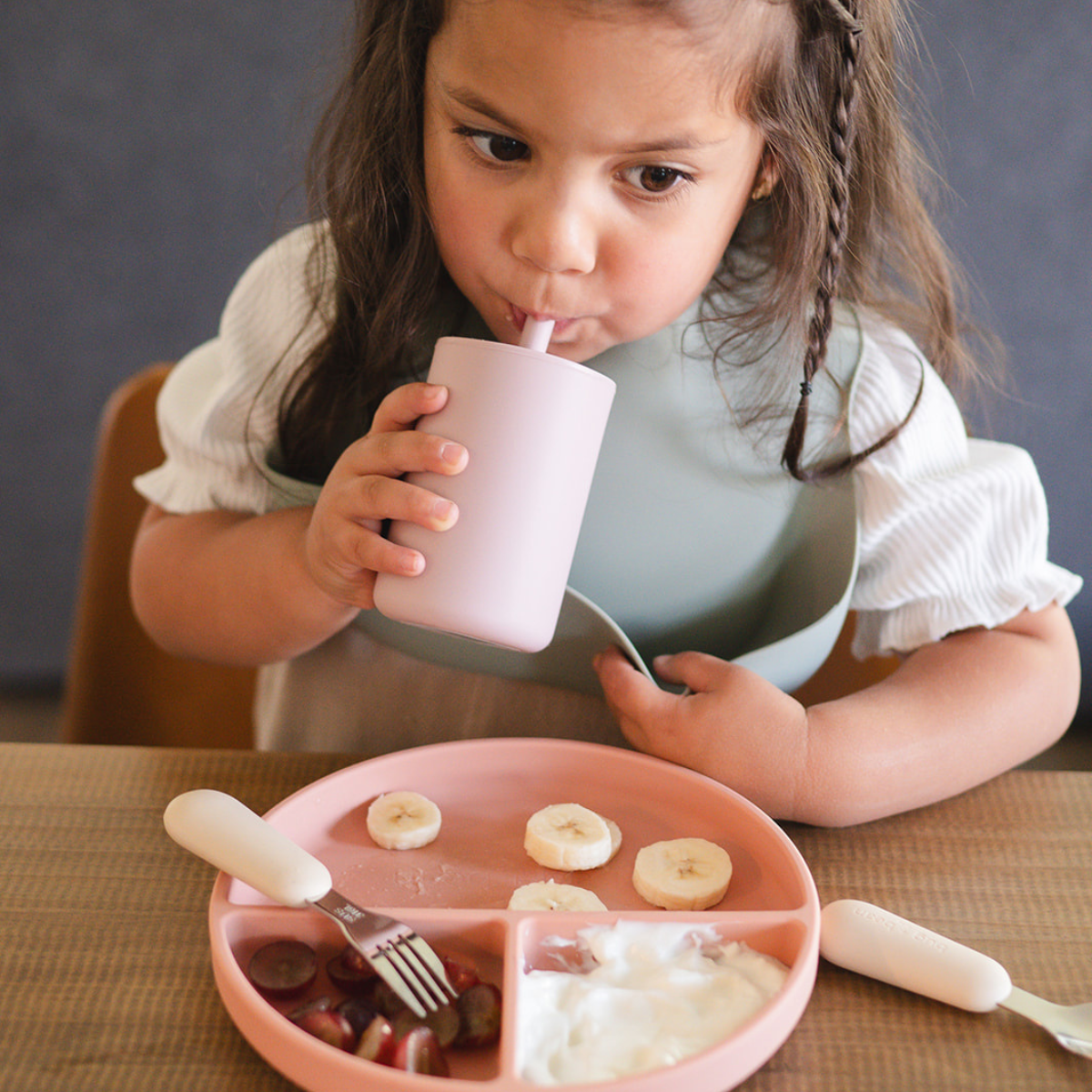 Bug + Bean First Utensil Set I Fork and Spoon: Clay