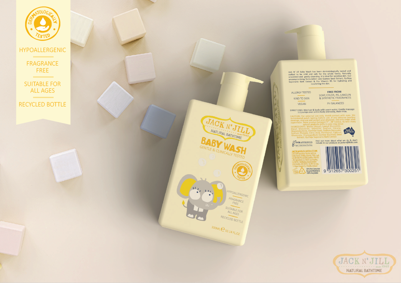 Jack N' Jill Baby Wash - Natural 300mL