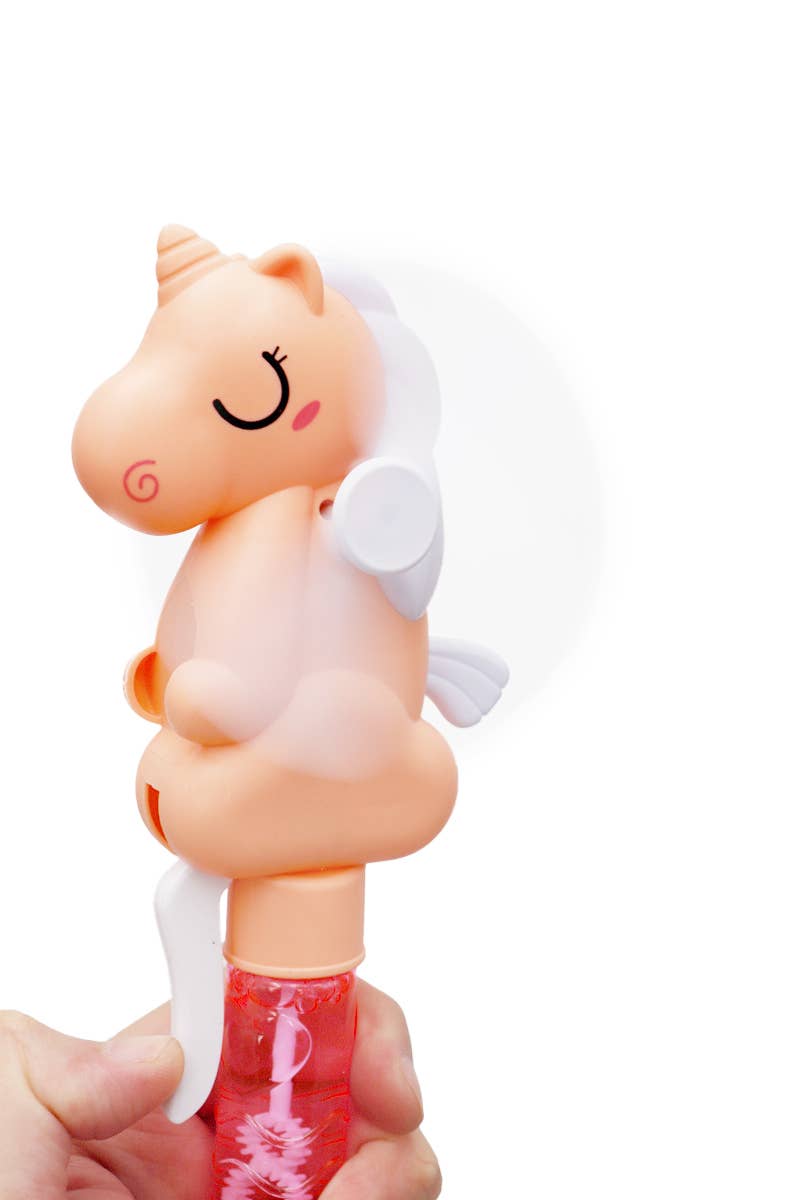 Unicorn Pony Manual Handheld Bubble Wand Fan