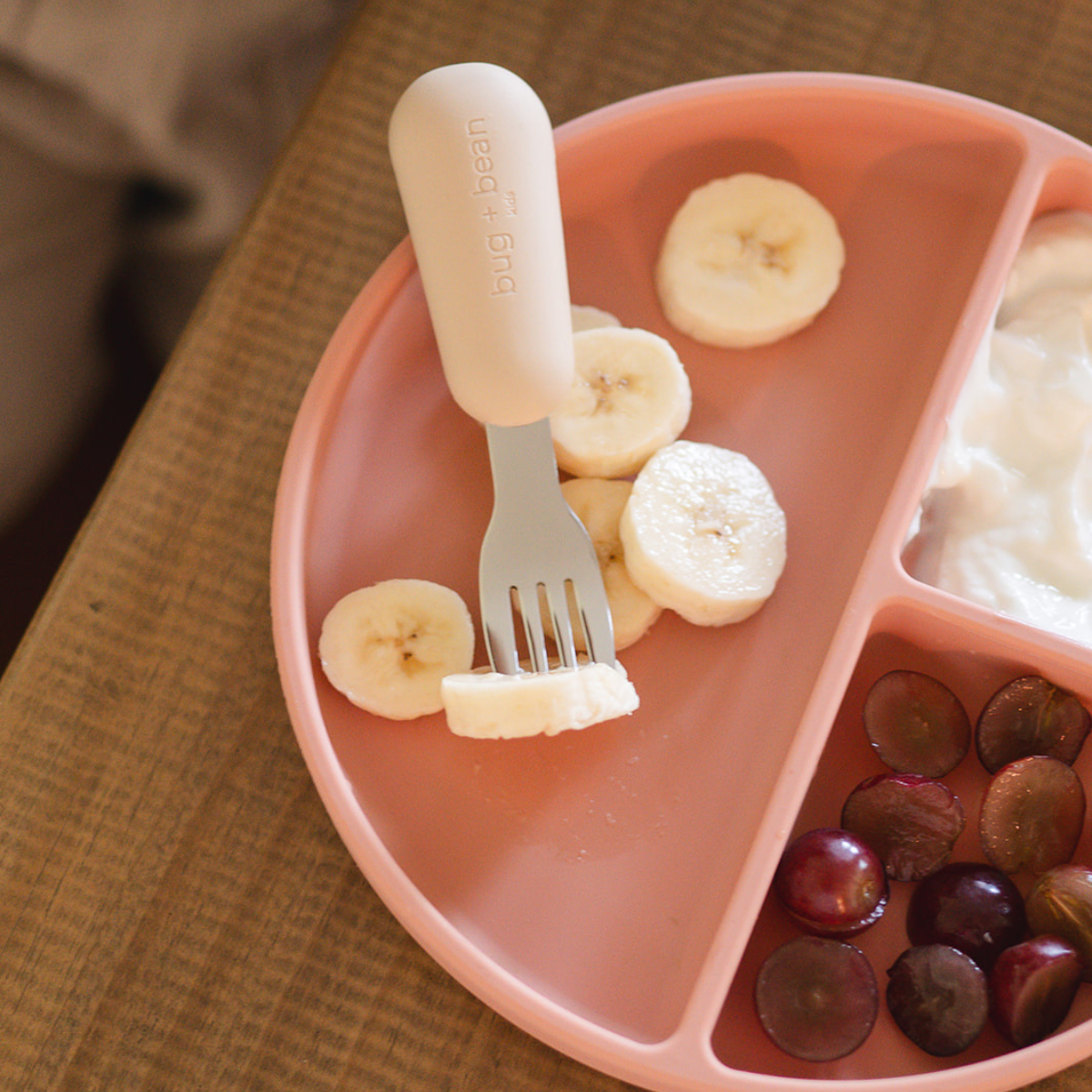 Bug + Bean First Utensil Set I Fork and Spoon: Pebble