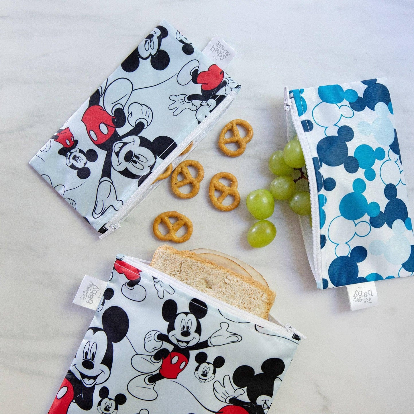 Bumkins Reusable Snack Bag, Small 2-Pack: Mickey Mouse