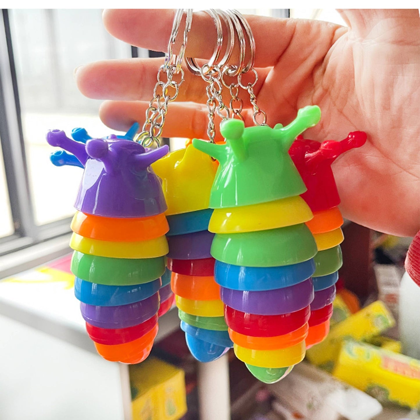 JSblueridge Fidget Slug Toy Keychain- Assorted in Bulk