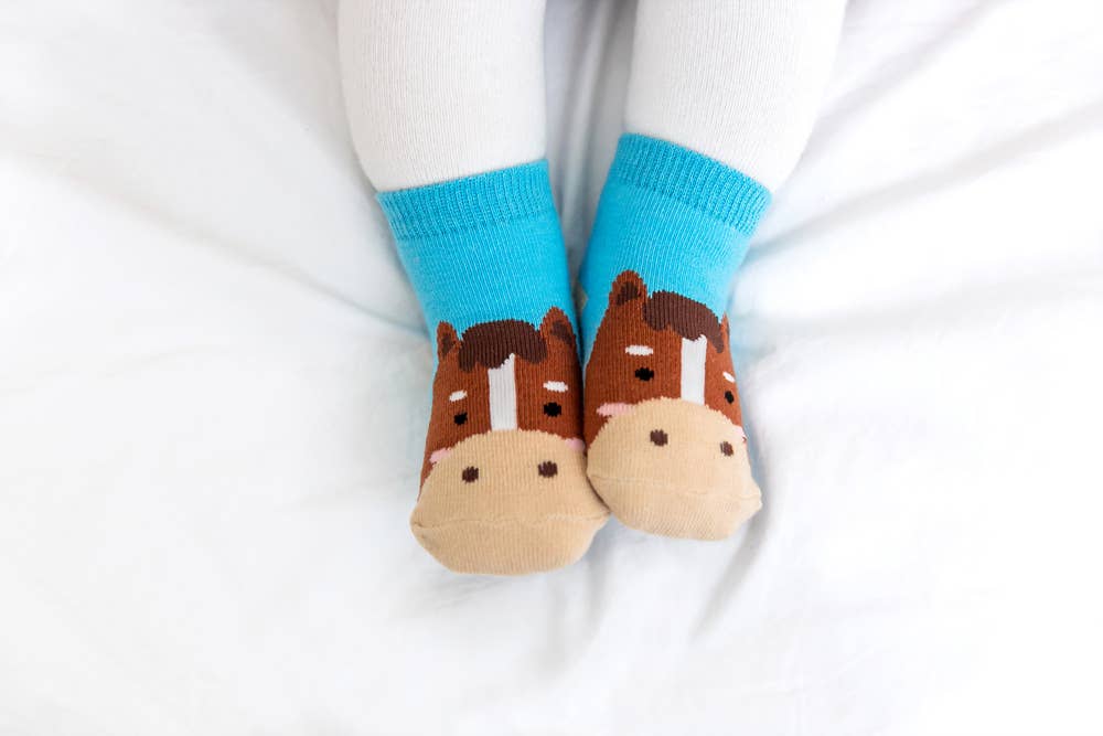 Vaenait Baby Horse Zoo Baby Animal Socks: Blue