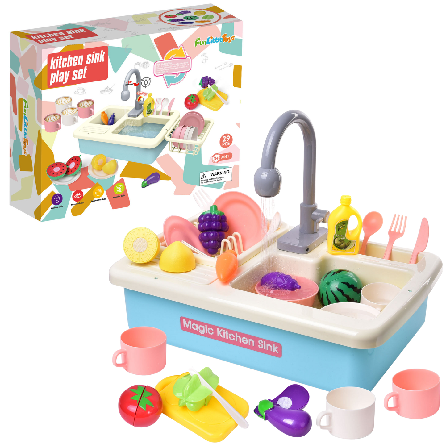 Fun Little Toys Pretend Play Sink Toys Include Play Food