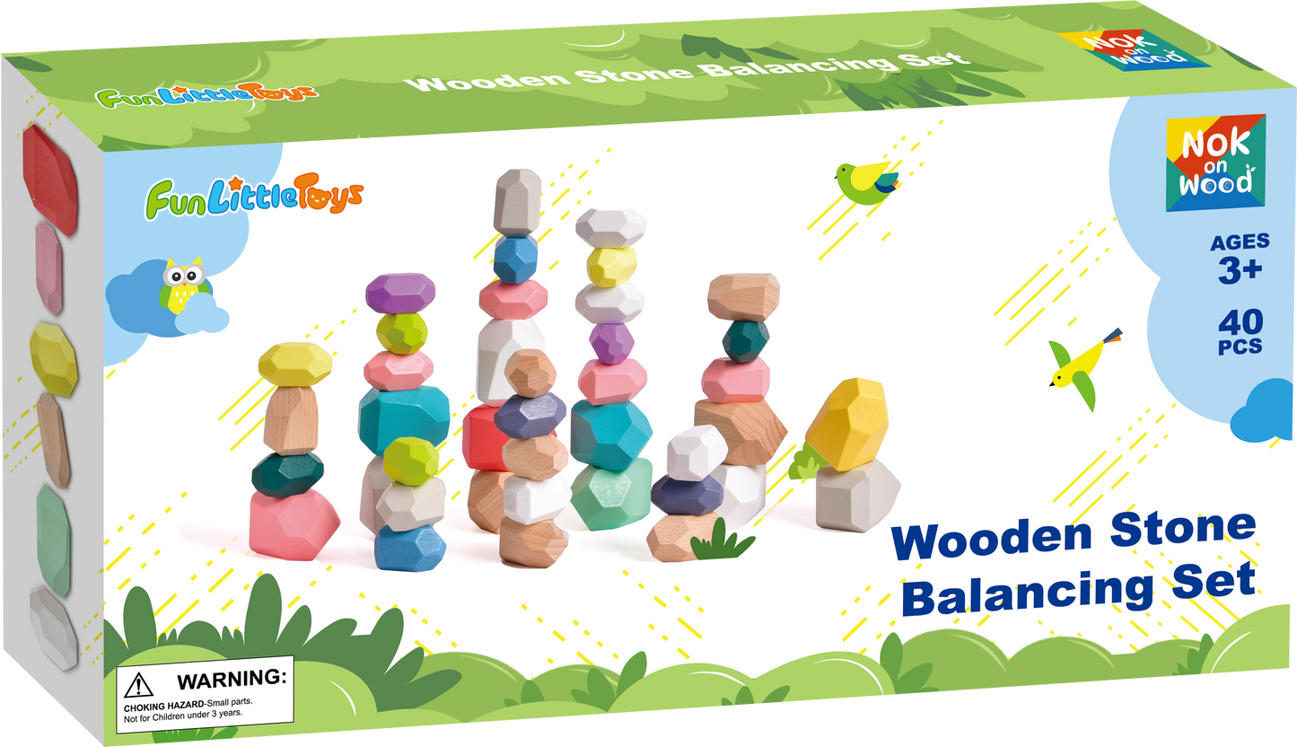 Fun Little Toys Wooden Balancing Stacking Rocks