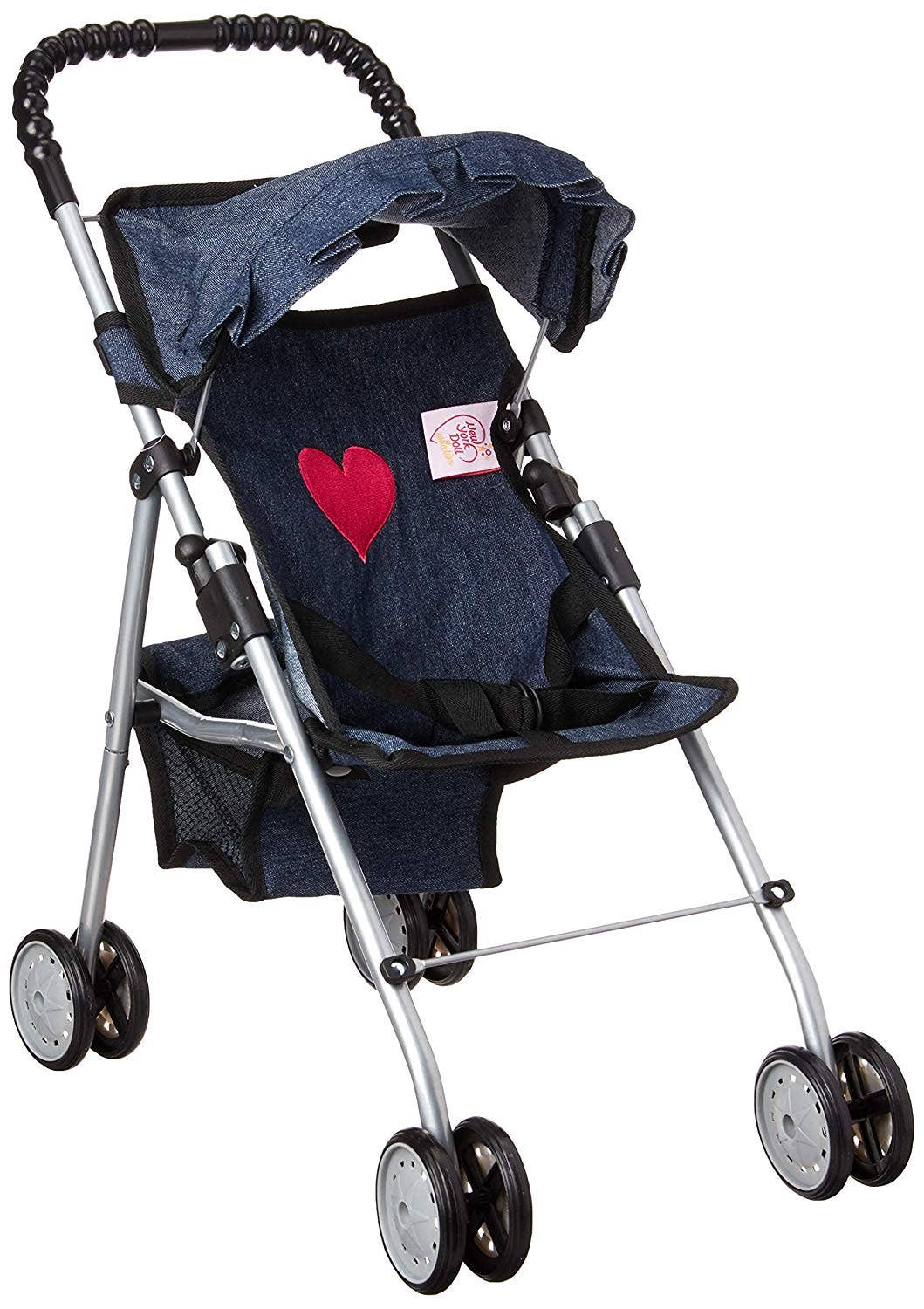 New York Dolls My First Doll Stroller with basket and hood pink hearts: Pink Unicorn