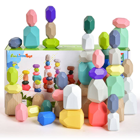 Fun Little Toys Wooden Balancing Stacking Rocks