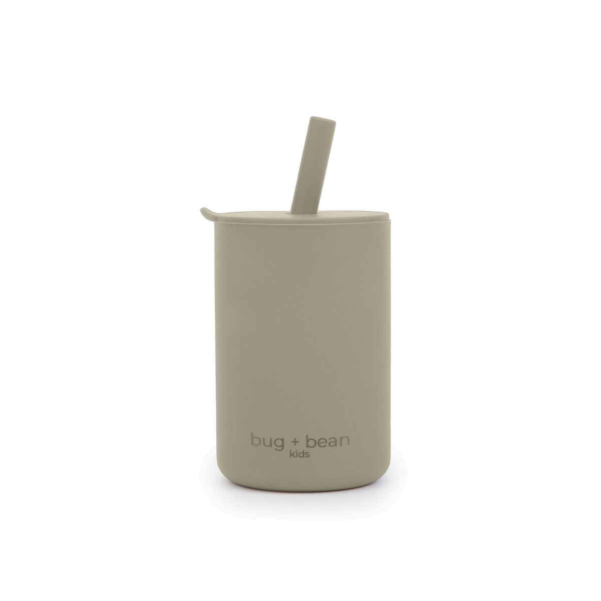 Bug + Bean Silicone Baby/Toddler Cup with Lid + Straw, Olive (6 oz)