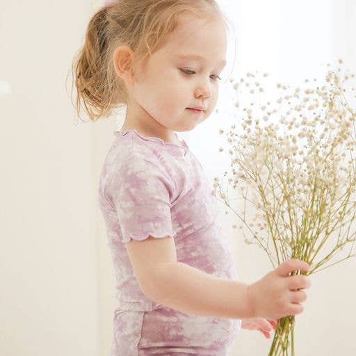 Vaenait Baby Bamboo Tie Dyeing Lavender Short Sleeve PJs: Lavender