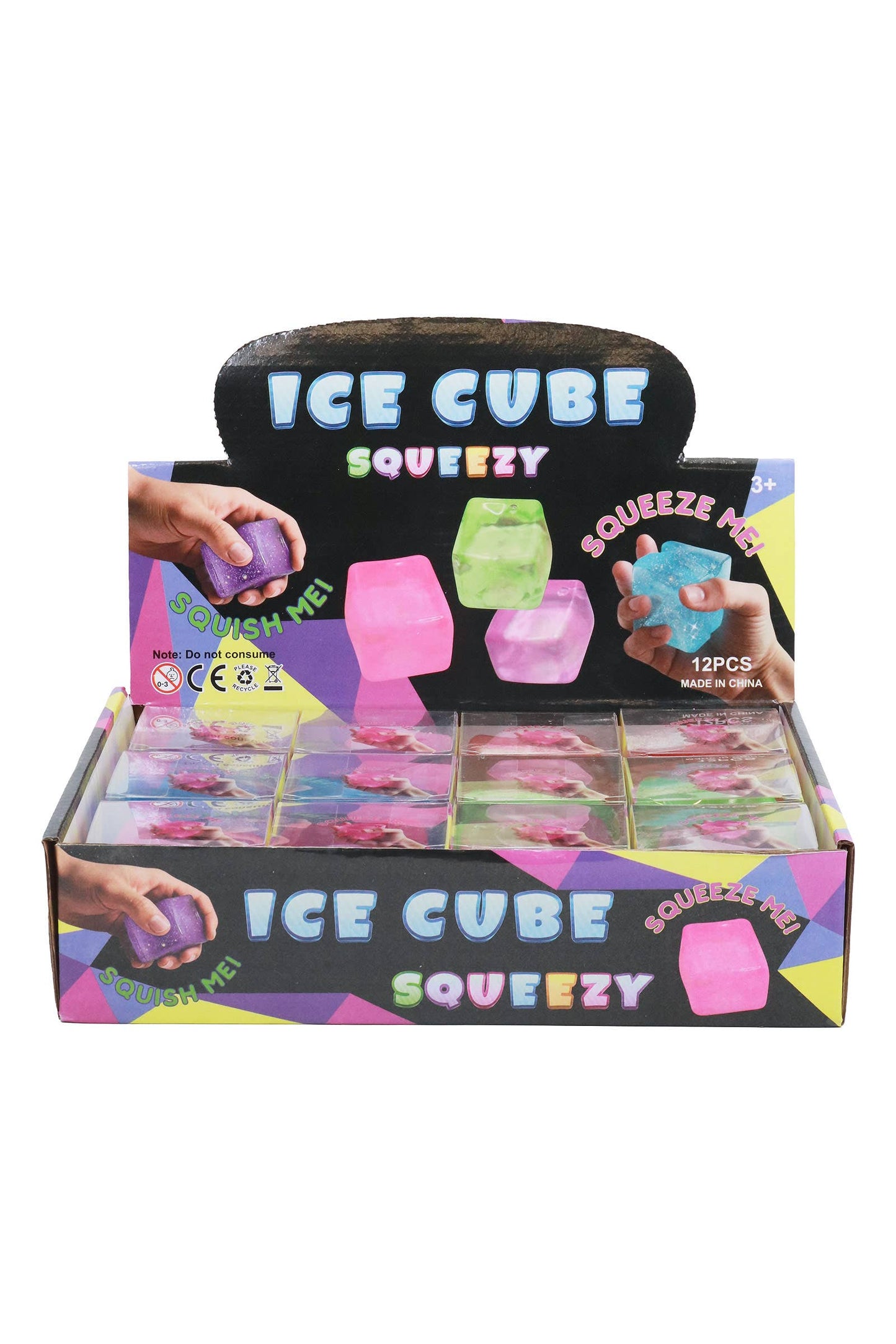 Clear Colorful Cube Maltose Putty Filled Squishy - PVC Box