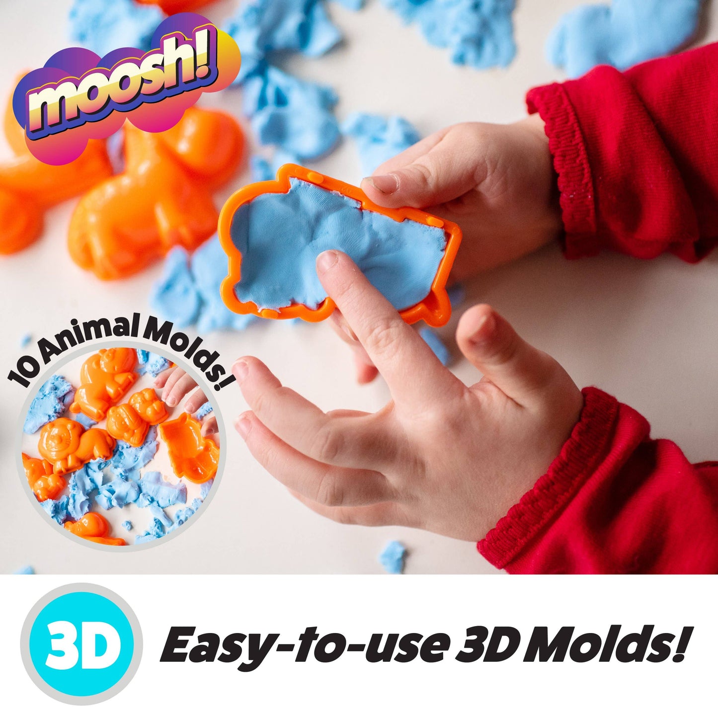 USA Toys Moosh Fluffy Modeling Clay Sensory Toys Beach Accessories: Safari Molds