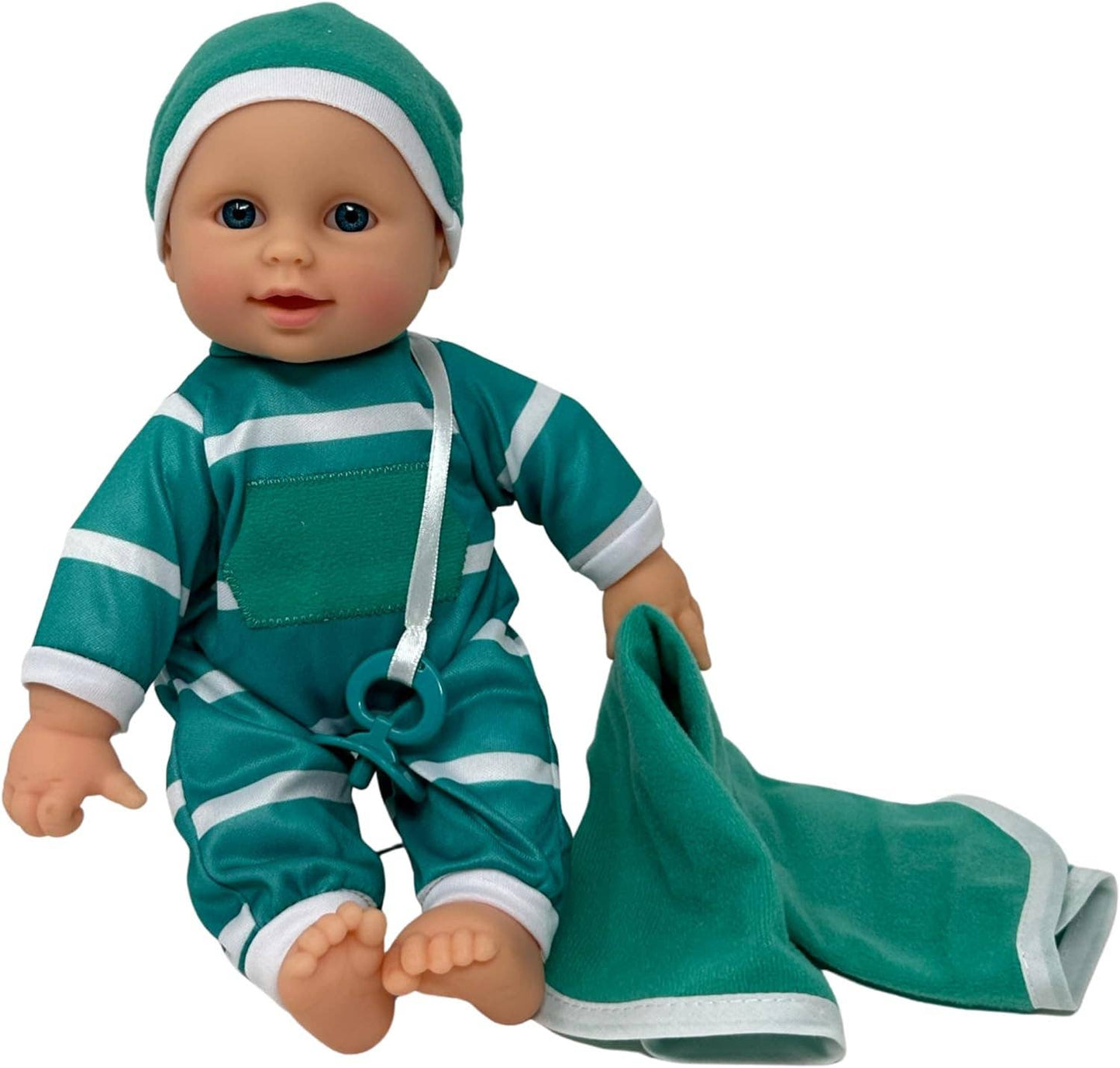 The New York Doll Collection 11" Doll Striped W/ Pacifier: Caucasian