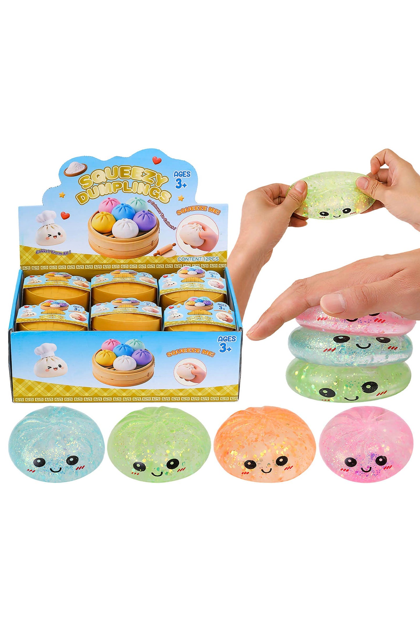 Iridescent Glitter Maltose Putty Bao Bun Dumpling Squishy