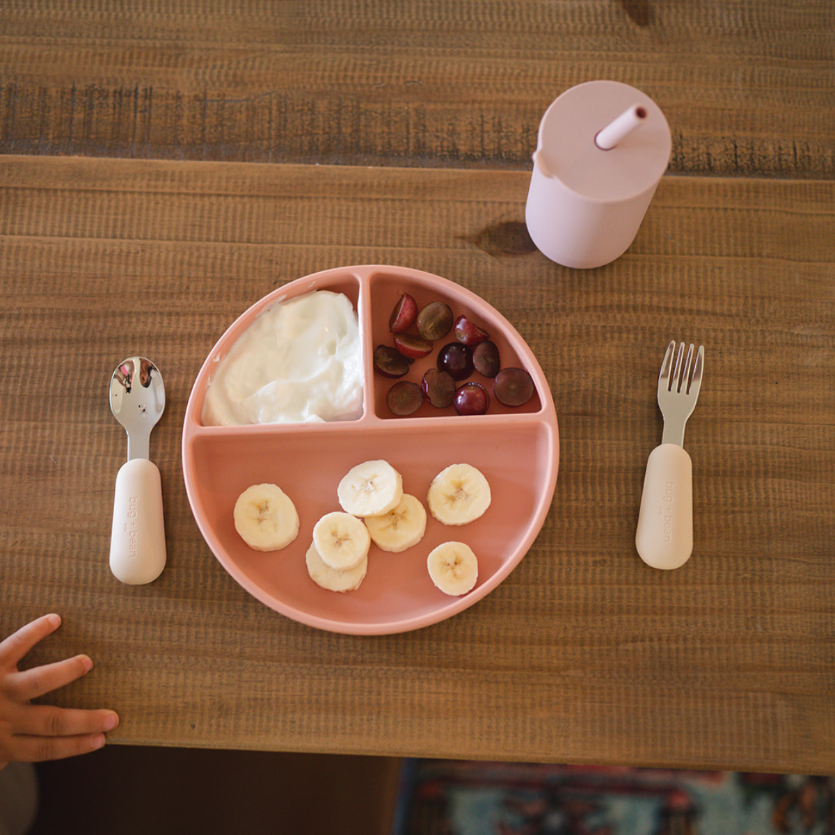 Bug + Bean First Utensil Set I Fork and Spoon: Pebble