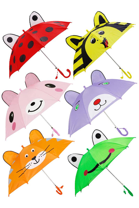 Kids Pointy Ear Animal Auto Open-Fold Umbrella