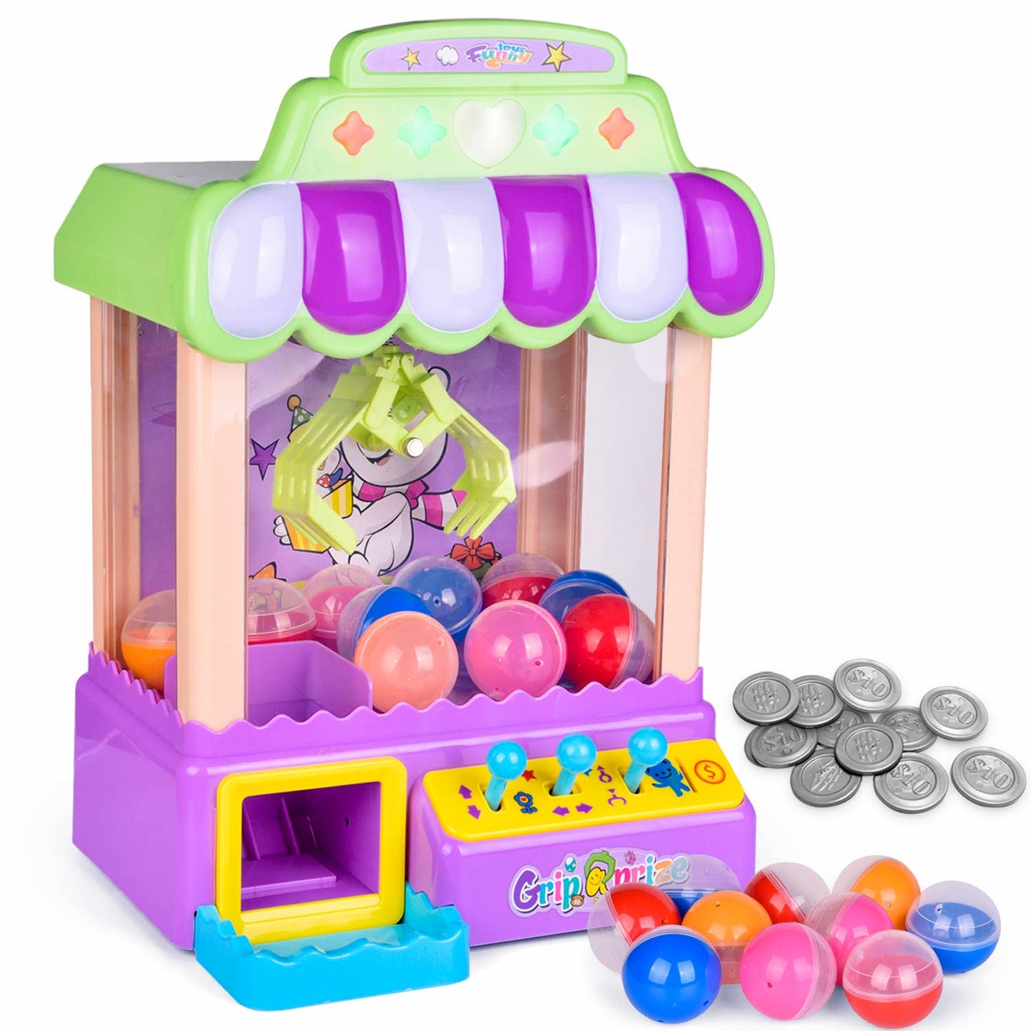 Fun Little Toys Mini Claw Machine Game Toy with Light and Sounds