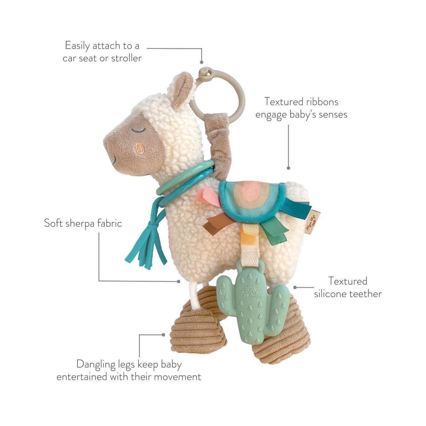 Itzy Ritzy Friends Link & Love™ Activity Plush with Teether Toy: Llama