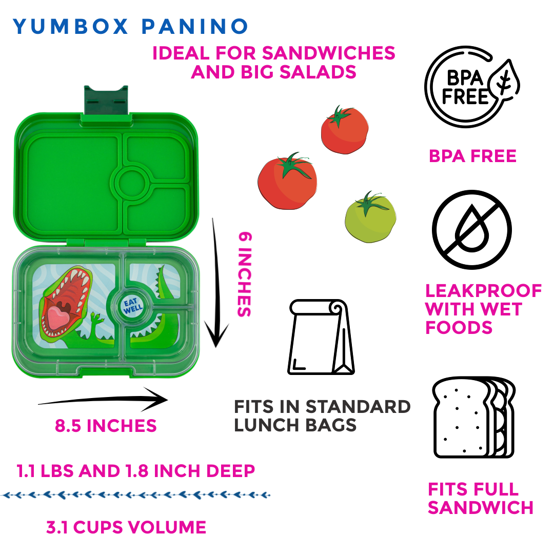 Yumbox Leakproof Sandwich Friendly Bento Box Jurassic Green (Dino)