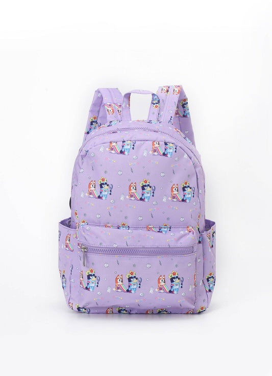 Sassy Kids Cute Cartoon Dogs Girl Purple Zipper Pockets Backpack