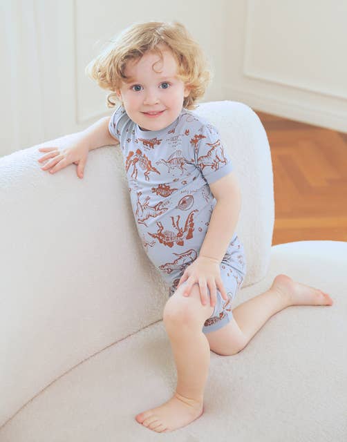 Vaenait Bamboo Dinosaur Museum Short Sleeve PJs