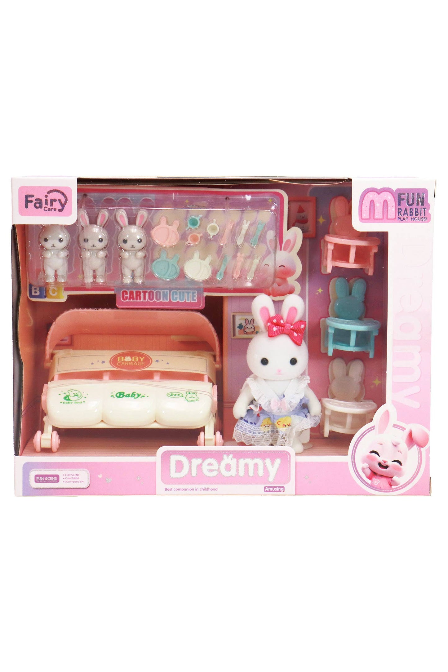 Mini Bunny Rabbit Pretend Babysitting Play Set