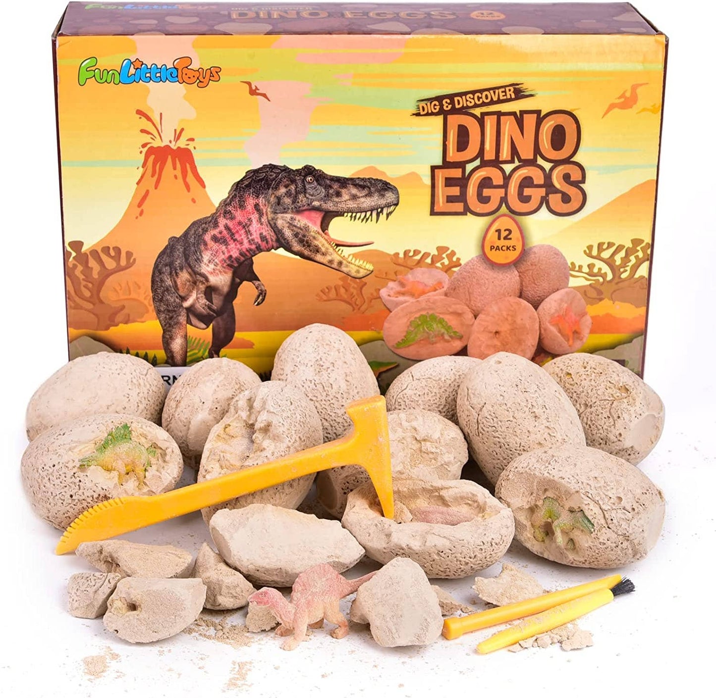 Fun Little Toys 12 Pack Egg Set Dig Dino Egg Kit