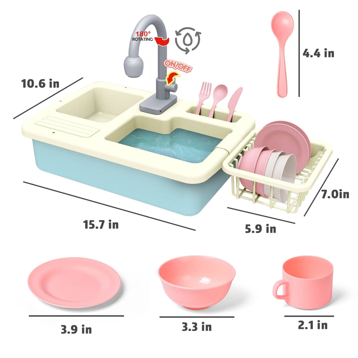 Fun Little Toys Pretend Play Sink Toys Include Play Food