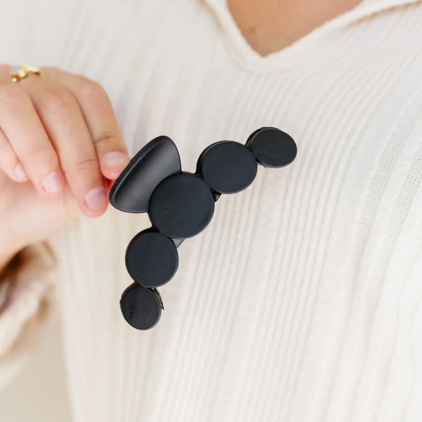 Ivy + Cloth Black Circles Claw Clip