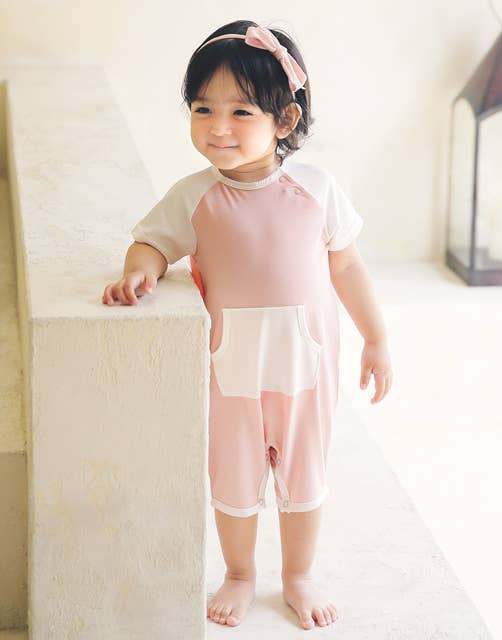 Vaenait Baby Smile Pink Baby Bamboo Romper: Pink