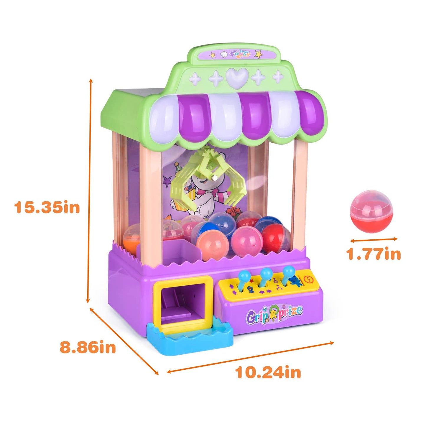 Fun Little Toys Mini Claw Machine Game Toy with Light and Sounds