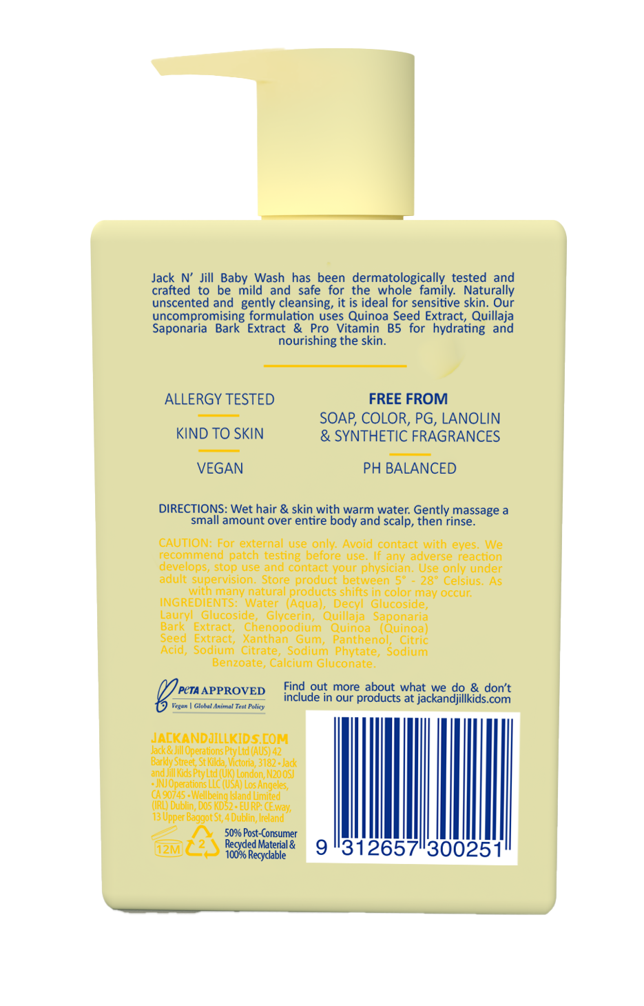 Jack N' Jill Baby Wash - Natural 300mL
