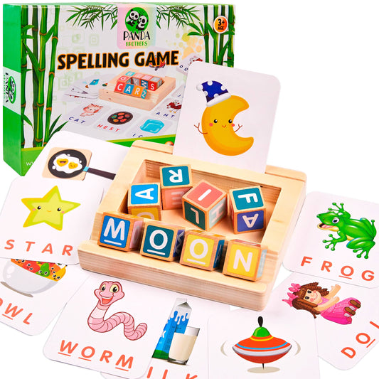 Panda Brothers Montessori Toy for Kids - Wooden Spelling Game