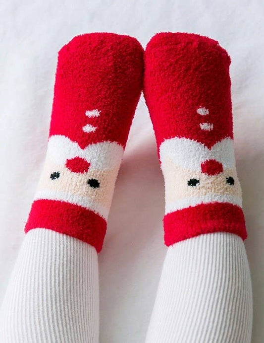 Vaenait Fuzzy Fur Anti Skid Socks  Santa