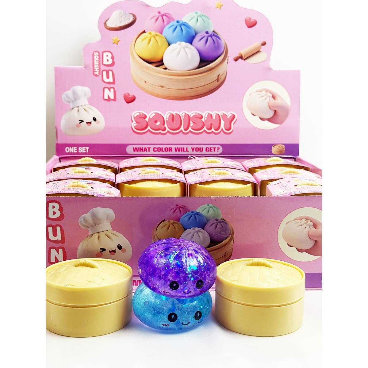 Mini Glittered Maltose Dumpling Squishy with Steamer