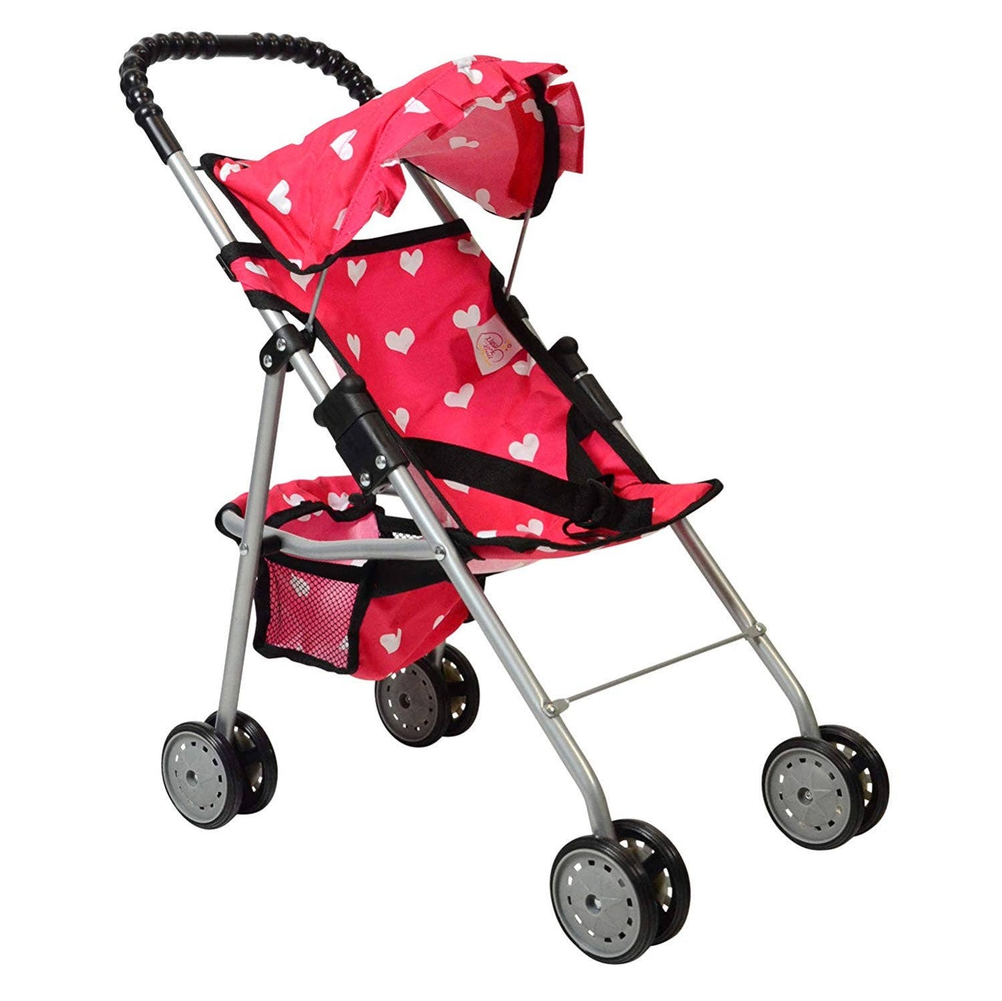 New York Dolls My First Doll Stroller with basket and hood pink hearts: Pink Unicorn