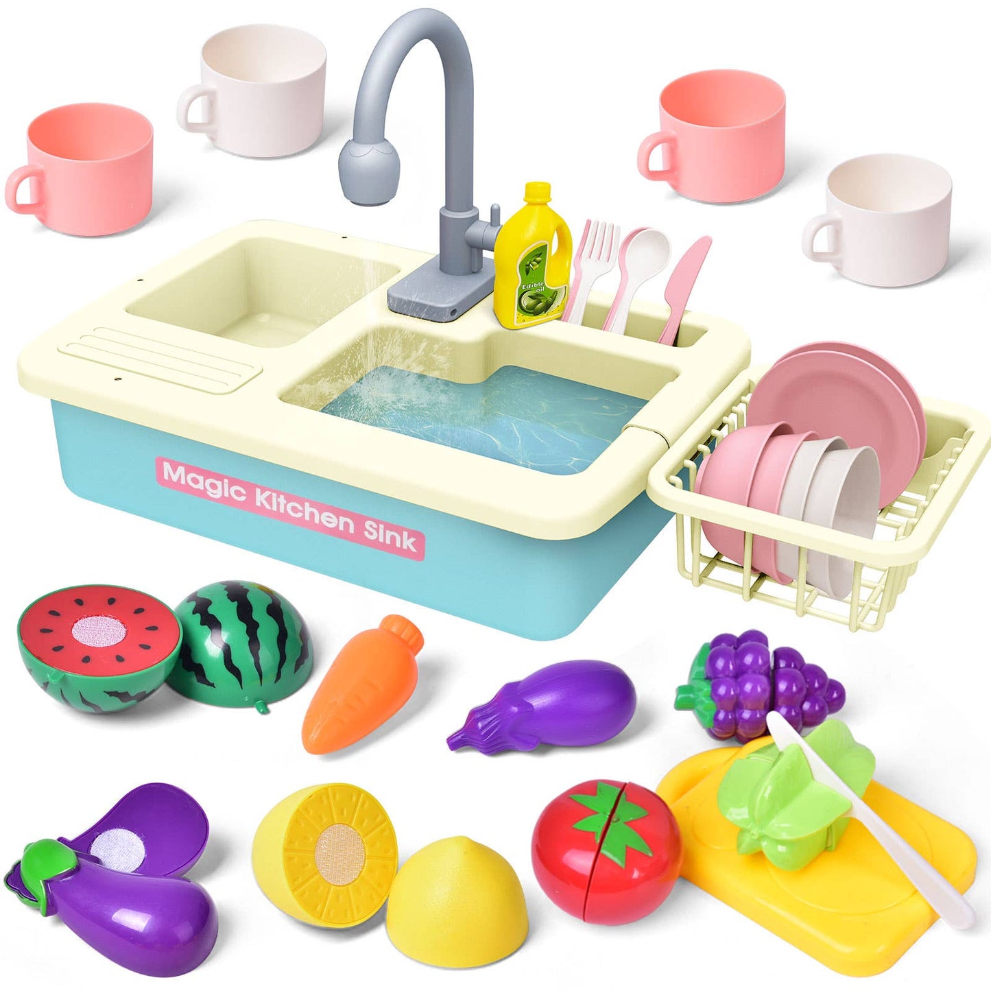 Fun Little Toys Pretend Play Sink Toys Include Play Food