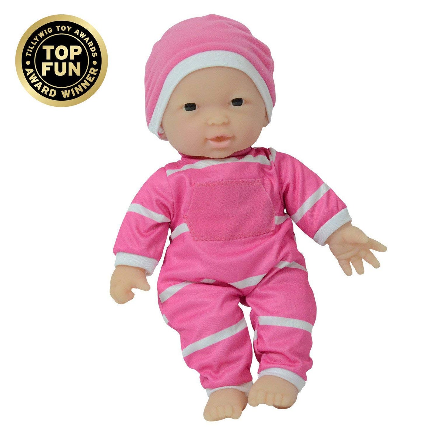 The New York Doll Collection 11" Doll Striped W/ Pacifier: Caucasian