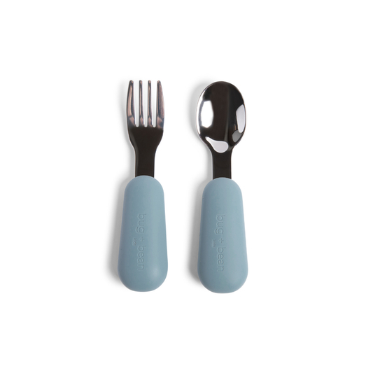 Bug + Bean First Utensil Set I Fork and Spoon: Pebble