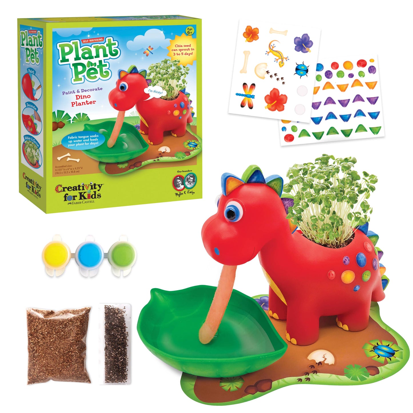 Faber Castell Self-Watering Dinosaur Plant Pet Grow Craft Kit for Kids