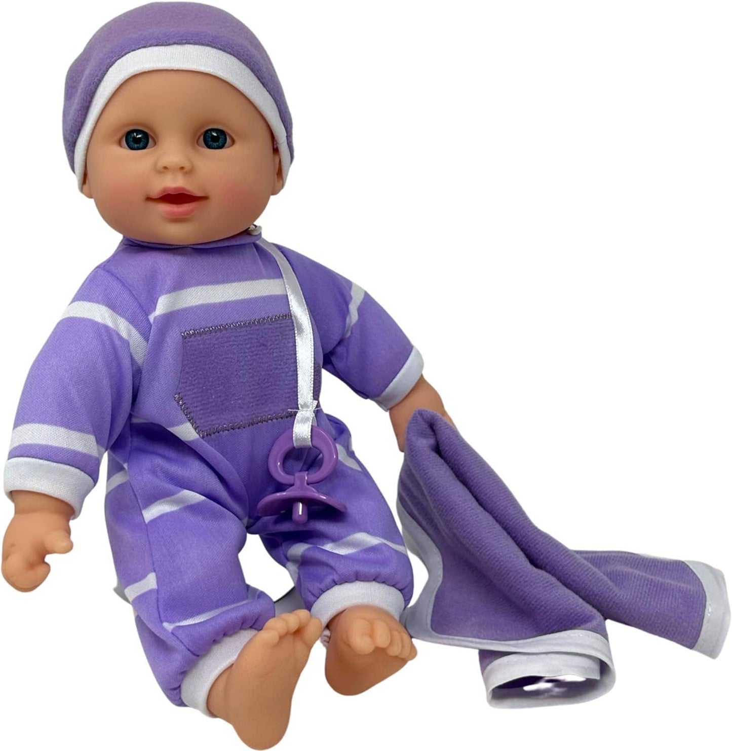 The New York Doll Collection 11" Doll Striped W/ Pacifier: Caucasian