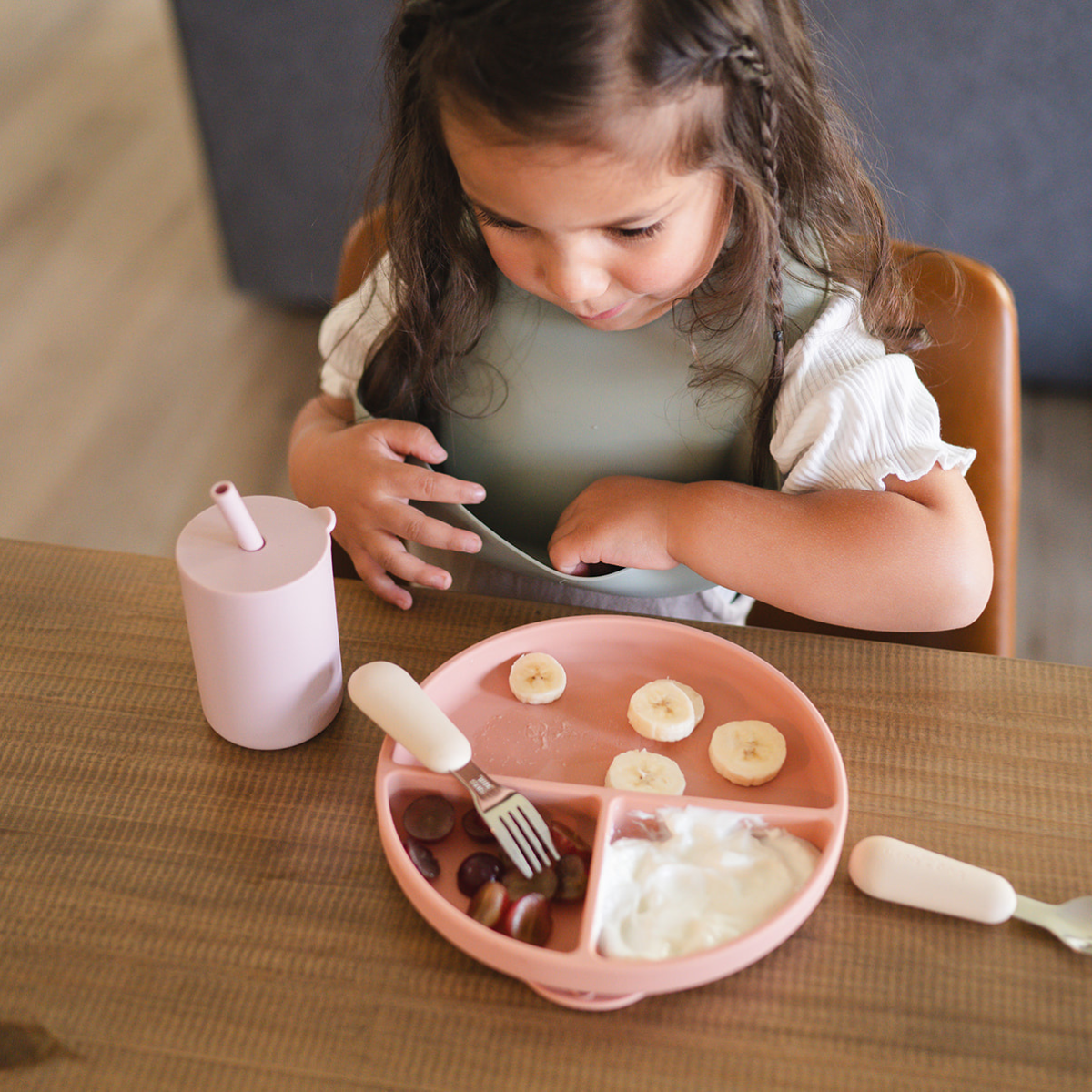 Bug + Bean First Utensil Set I Fork and Spoon: Pebble