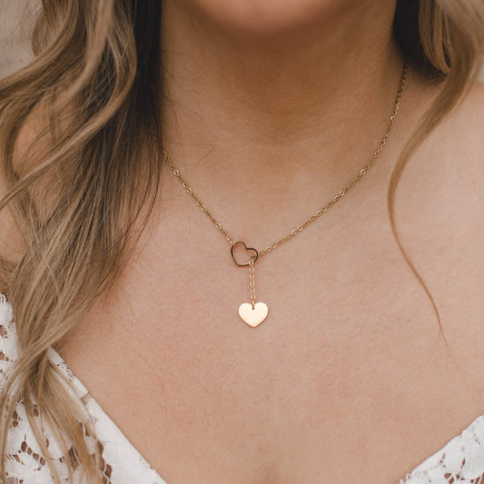 Space 46 18K Gold Plated Heart Y Necklace