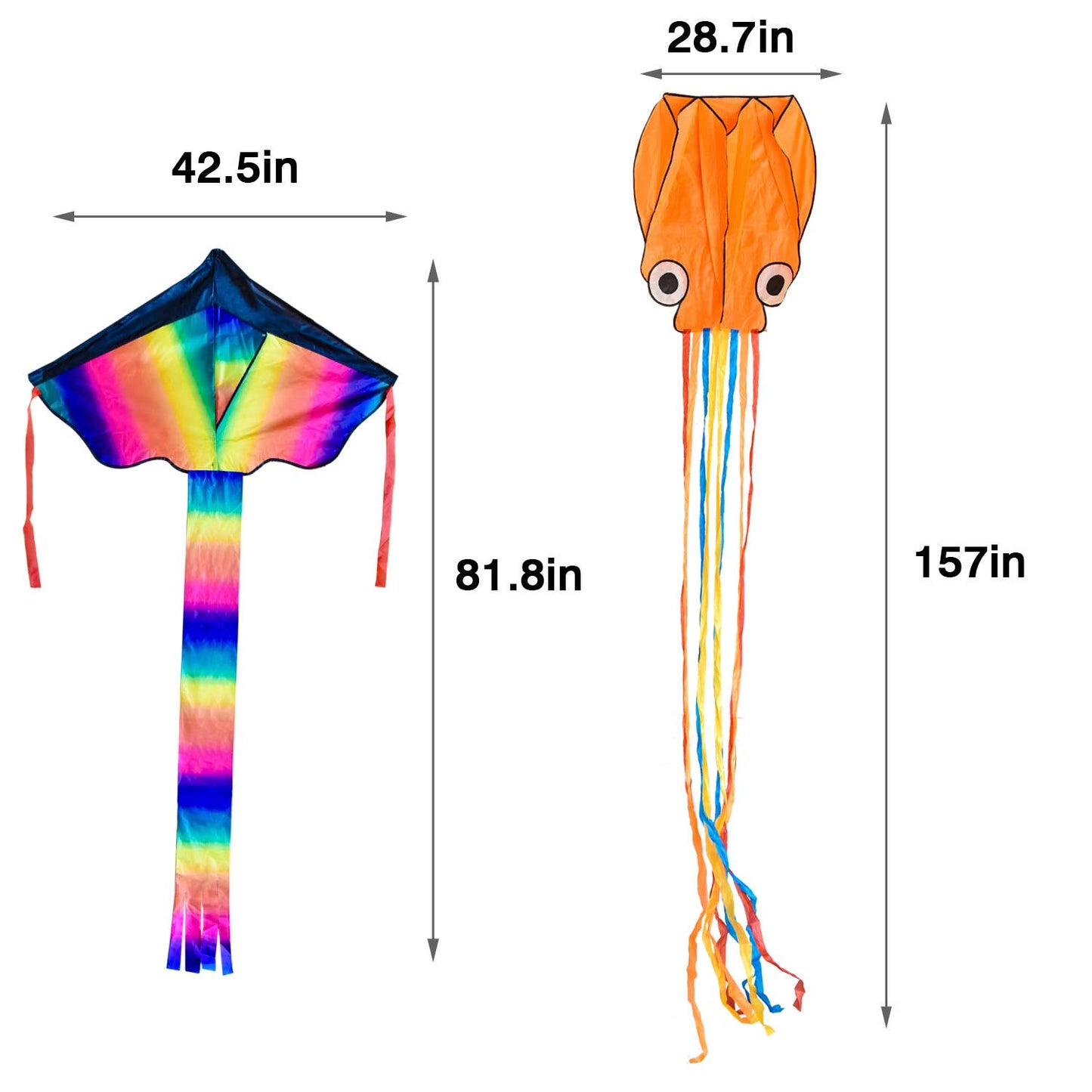 Fun Little Toys Rainbow and Octopus Kites for Kids and Adults